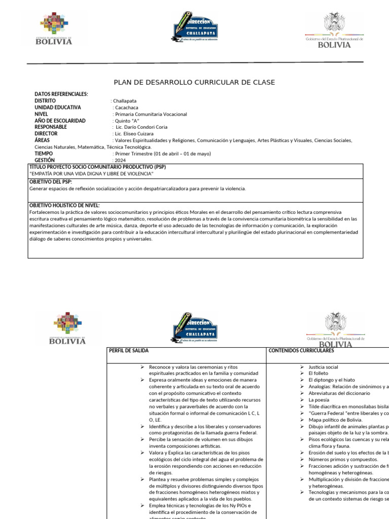 Plan de Desarrollo Curricular de Clase | PDF | Comunicación