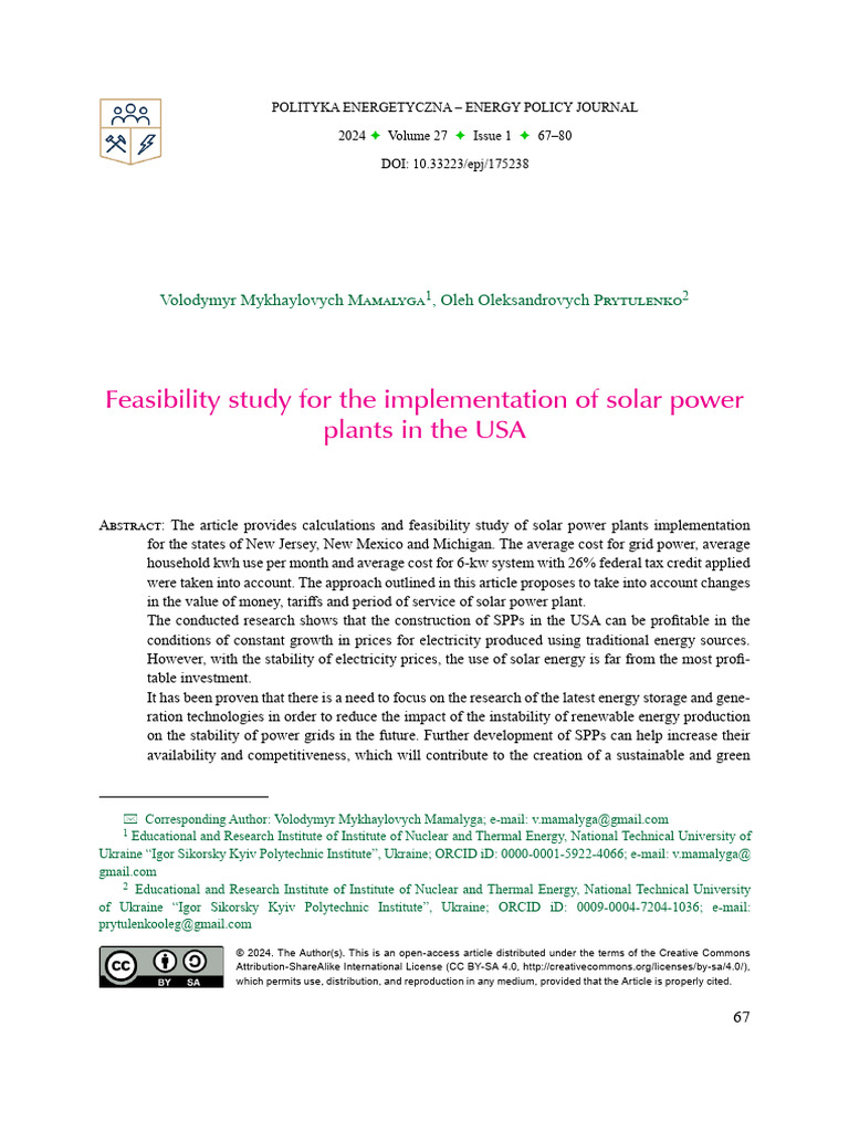 Solar Power Feasibility in the USA | PDF | Solar Power | Renewable Energy