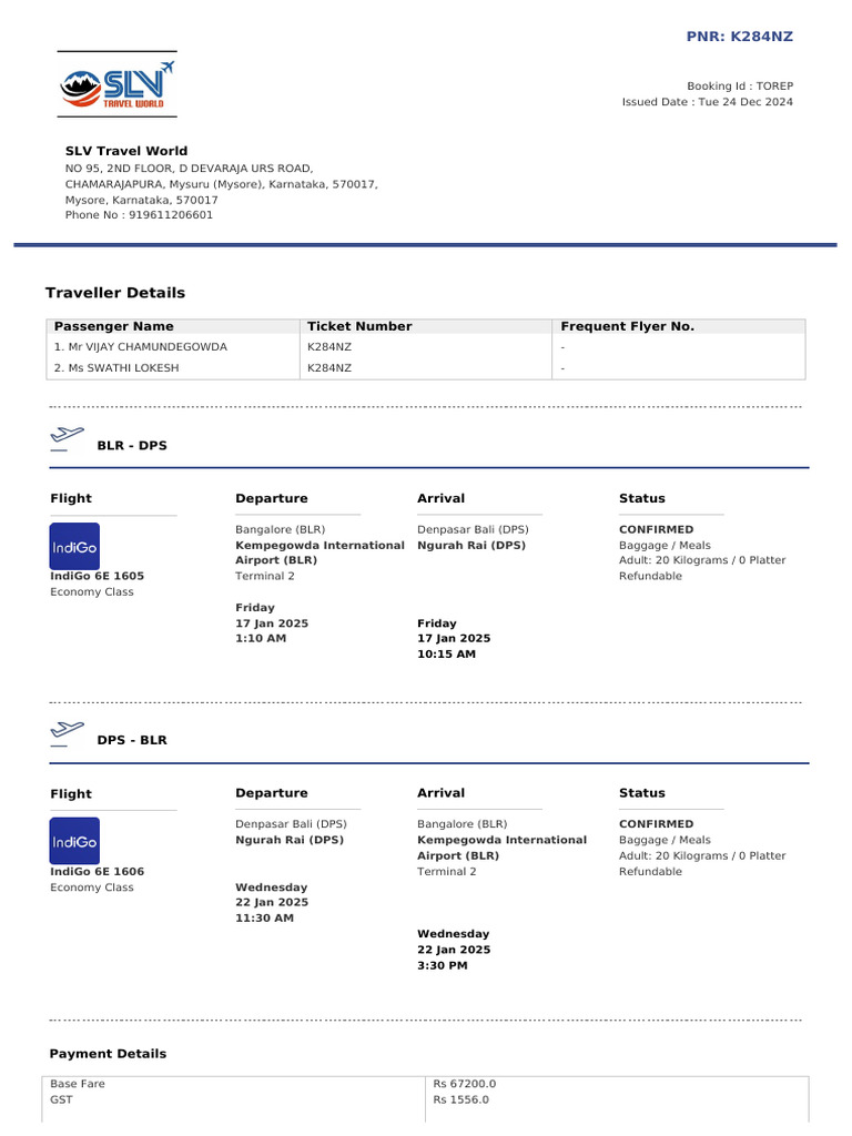 Vijay Chamundegowda BLR Dps - Voucher - 2894864 | PDF | Aviation