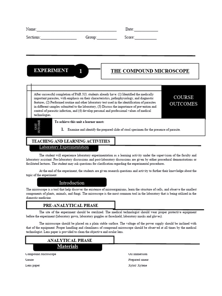 Experiment+1-+Microscope 3 | PDF | Optics | Microscopy