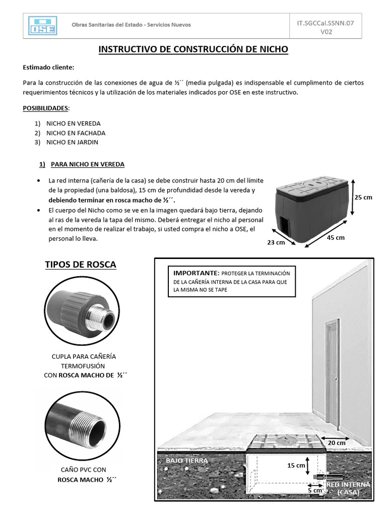 Instructivo para Construcción de Nicho | PDF