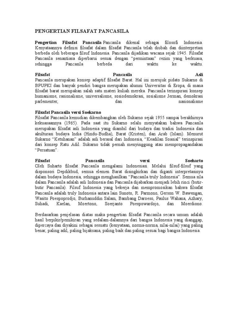 Pengertian Filsafat Pancasila