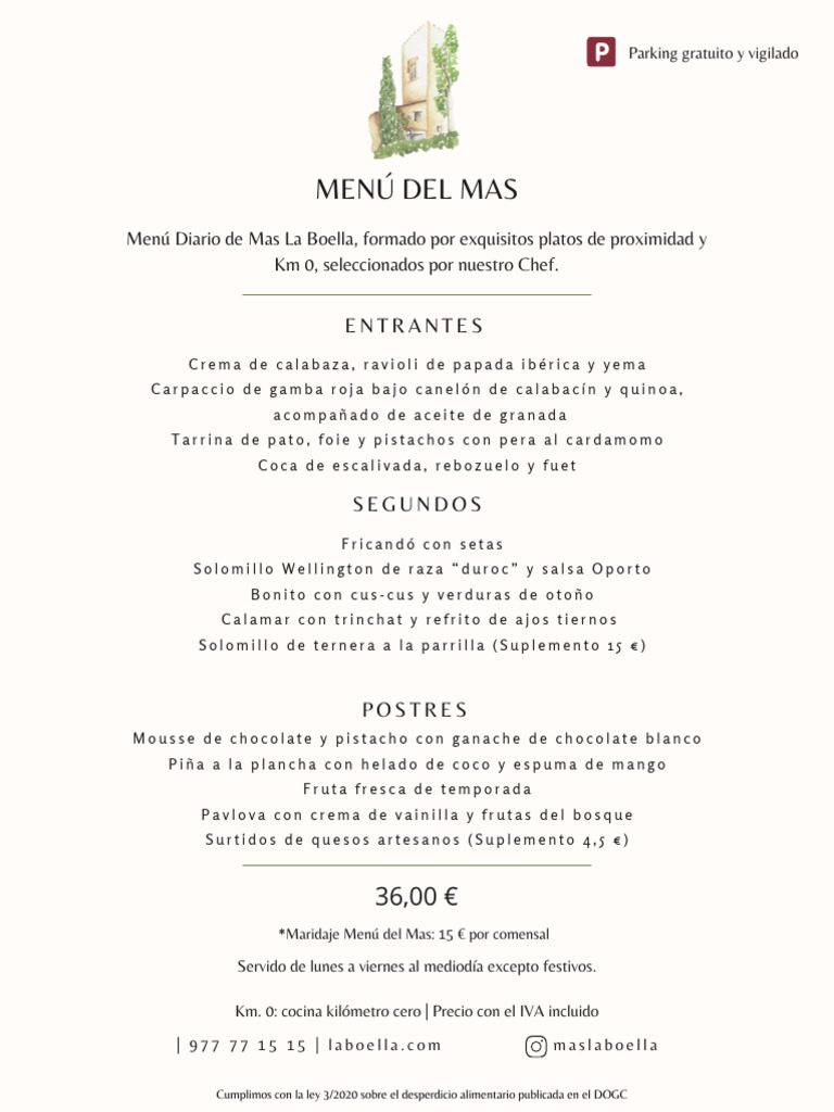 Menú Gourmet de Mas La Boella | PDF