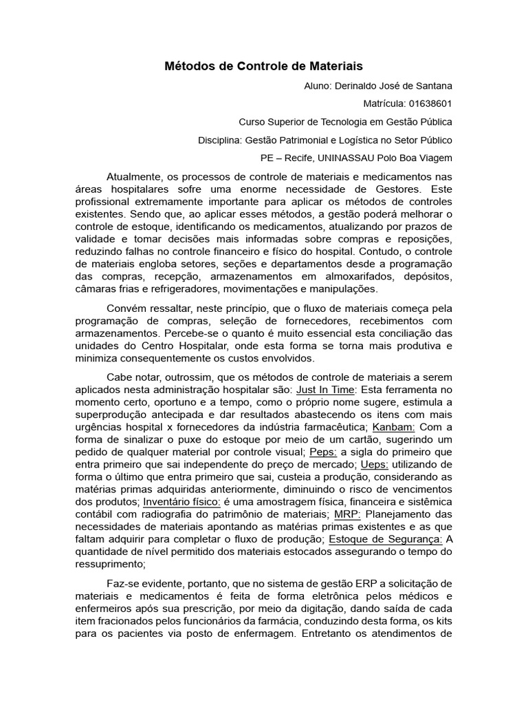 Métodos Eficazes de Controle de Materiais | PDF | Logística