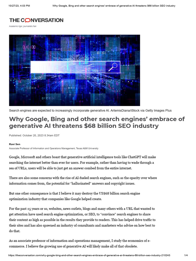 Why Google, Bing and Other Search Engines' Embrace of Generative AI ...