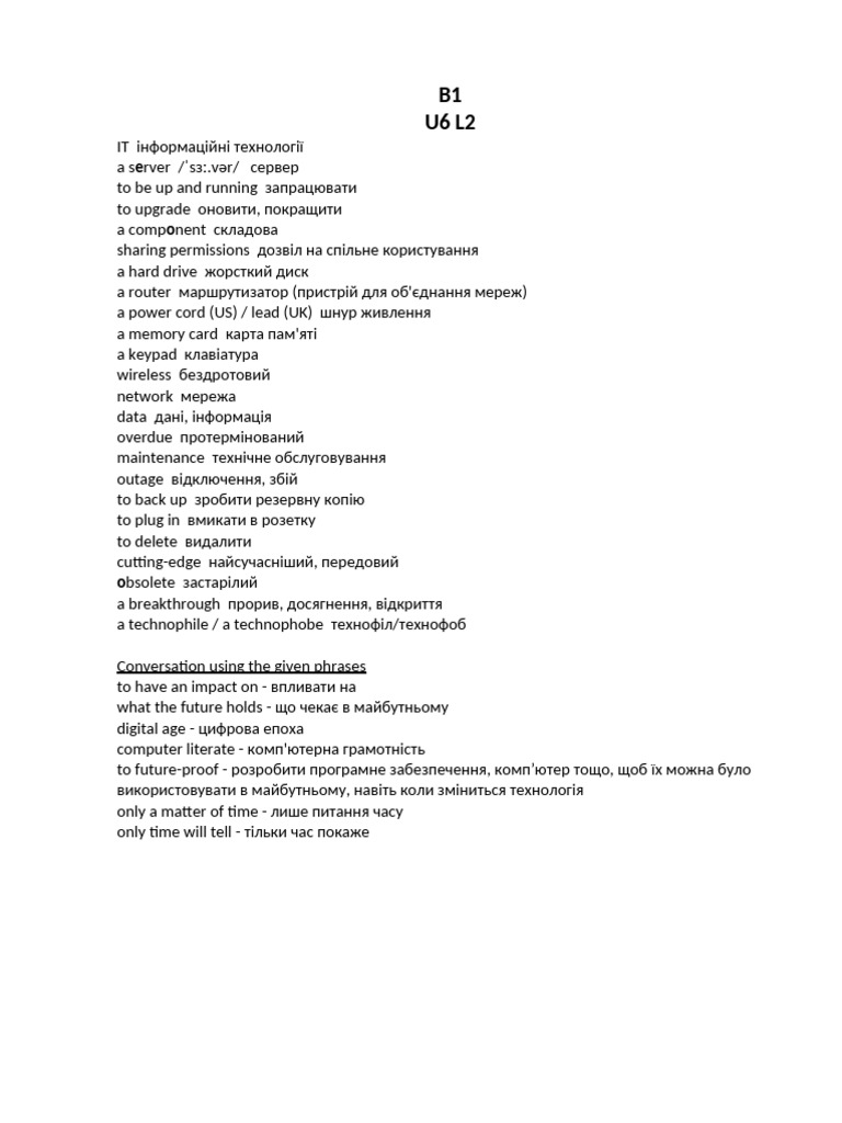 B1 U6 L2 | PDF