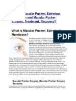 What Is Macular Pucker, Epiretinal Membrane and Macular Pucker Surgery, Treatment, Recovery?