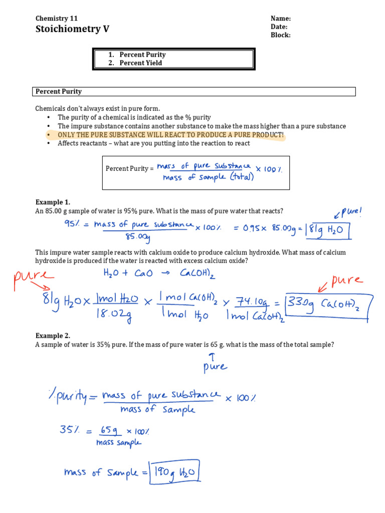 Stoich 5 Key | PDF | Stoichiometry | Oxide