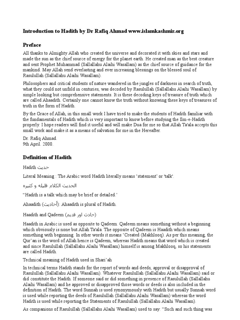 Introduction to Hadith Science | PDF | Hadith | Muhammad
