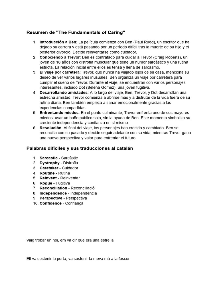 Resumen de - The Fundamentals of Caring | PDF