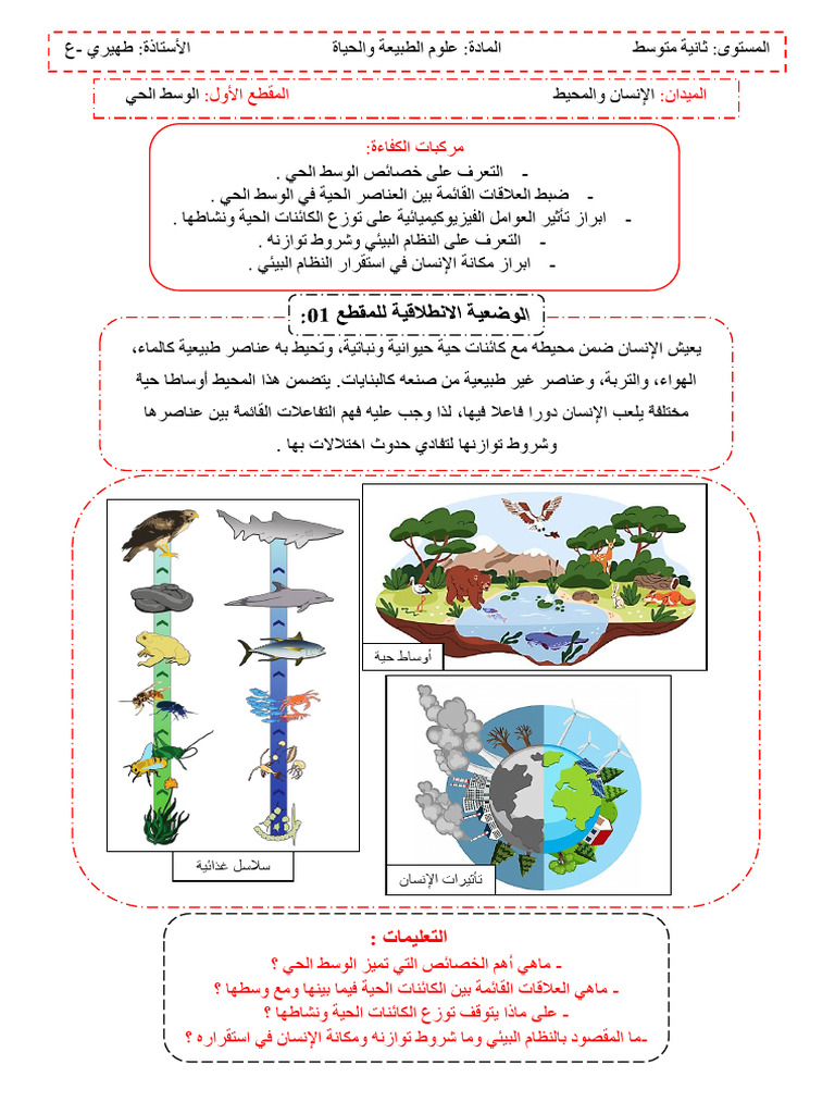تجميعية الوضعية الإنطلاقية الشاملة و وضعية المقطع - 231003 - 142608 | PDF
