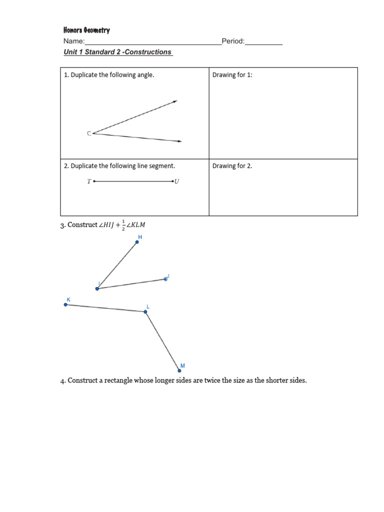 QUIZ-Unit 1 Standard 2-Constructions | PDF
