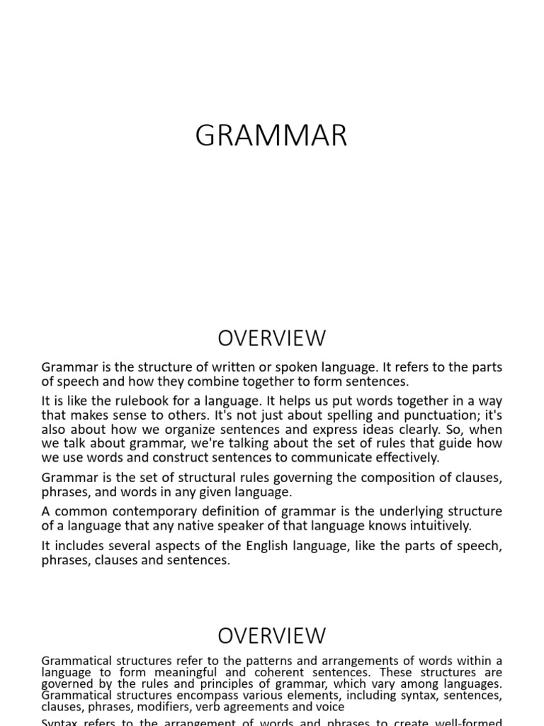 Grammar and Parts of Speech | PDF | Part Of Speech | Word