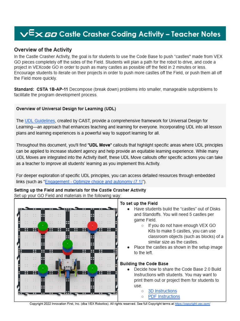 vex-go-castle-crasher-teacher-notes | PDF | Cognition | Learning