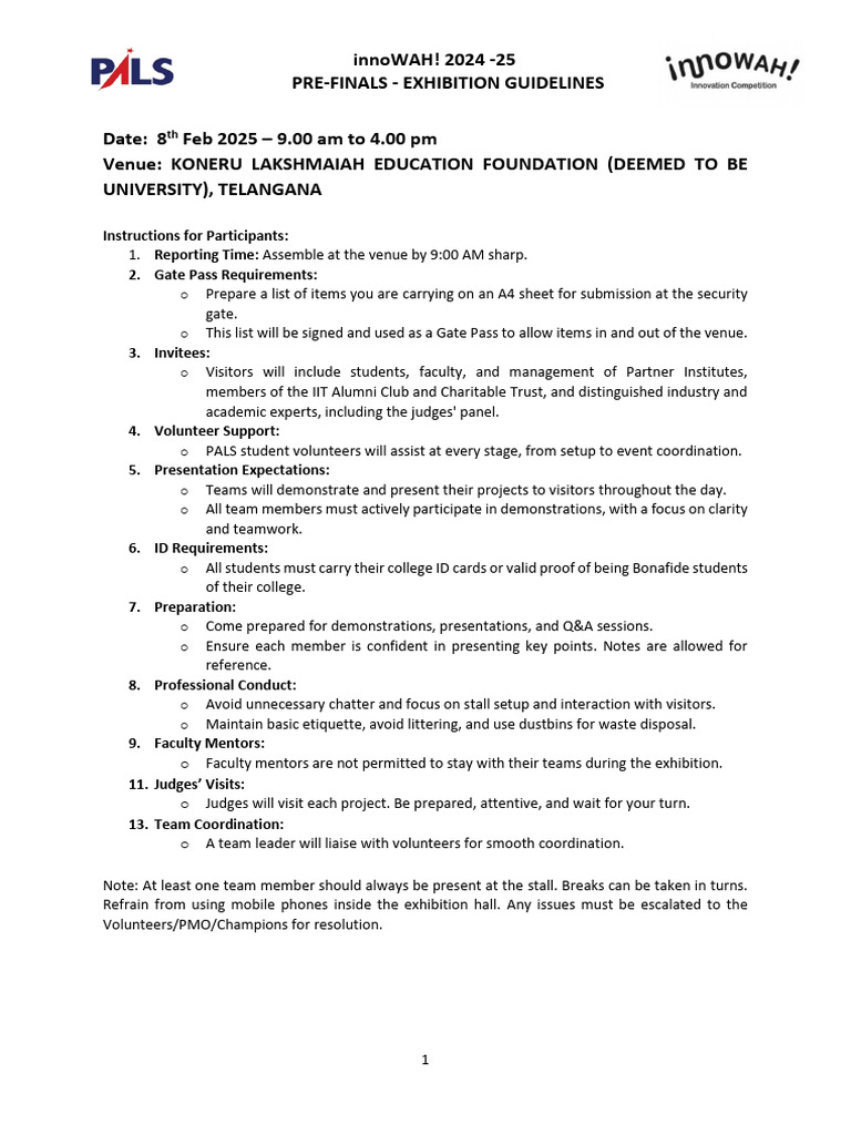 Innowah 2024 25 Exhibition Guidelines Pdf