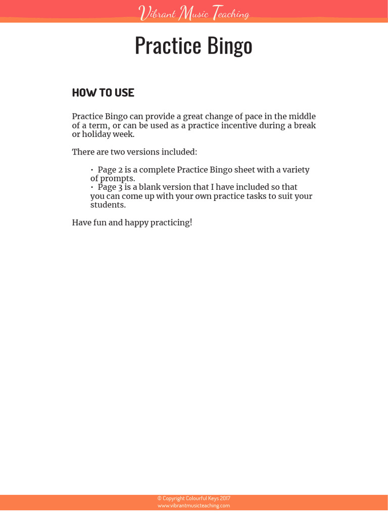 Practice Bingo Make It Scratch Off | PDF | Entertainment | Performing Arts