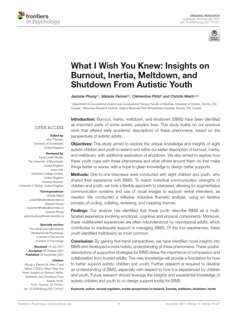 Insights on BIMS from Autistic Youth | PDF | Autism Spectrum ...