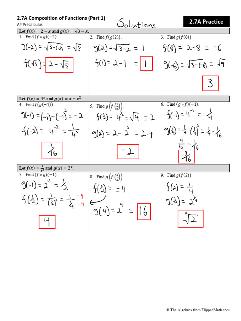 Composition of Functions Practice | PDF