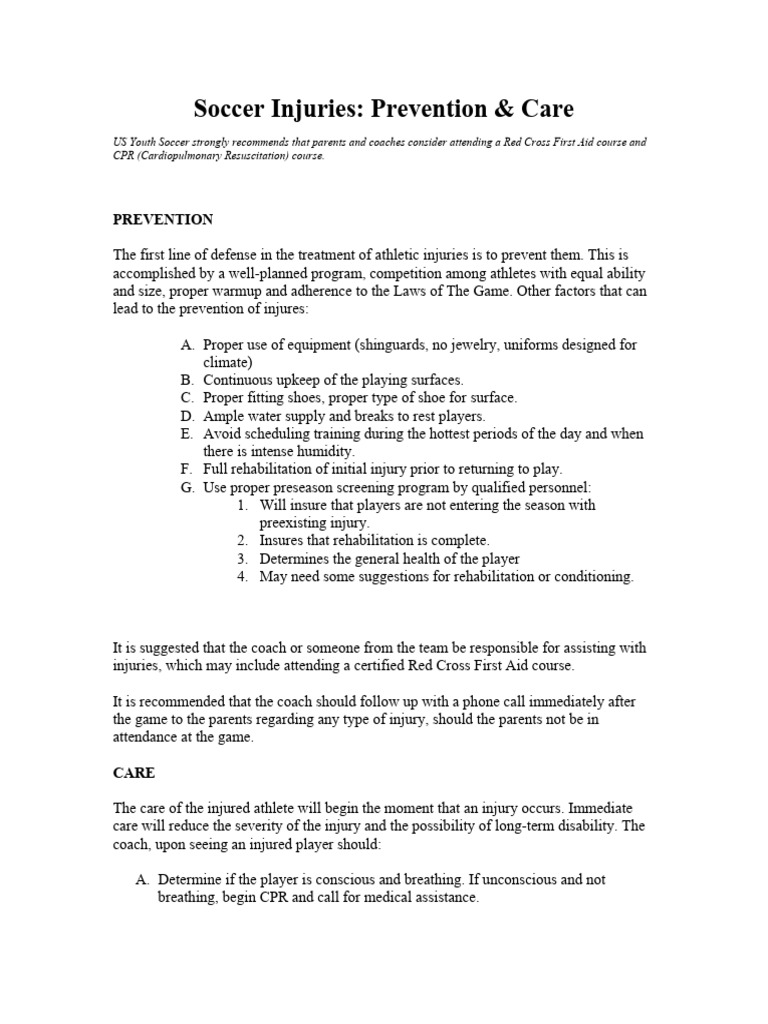 Soccer Injury Prevention and Care Guide | PDF | Clinical Medicine ...