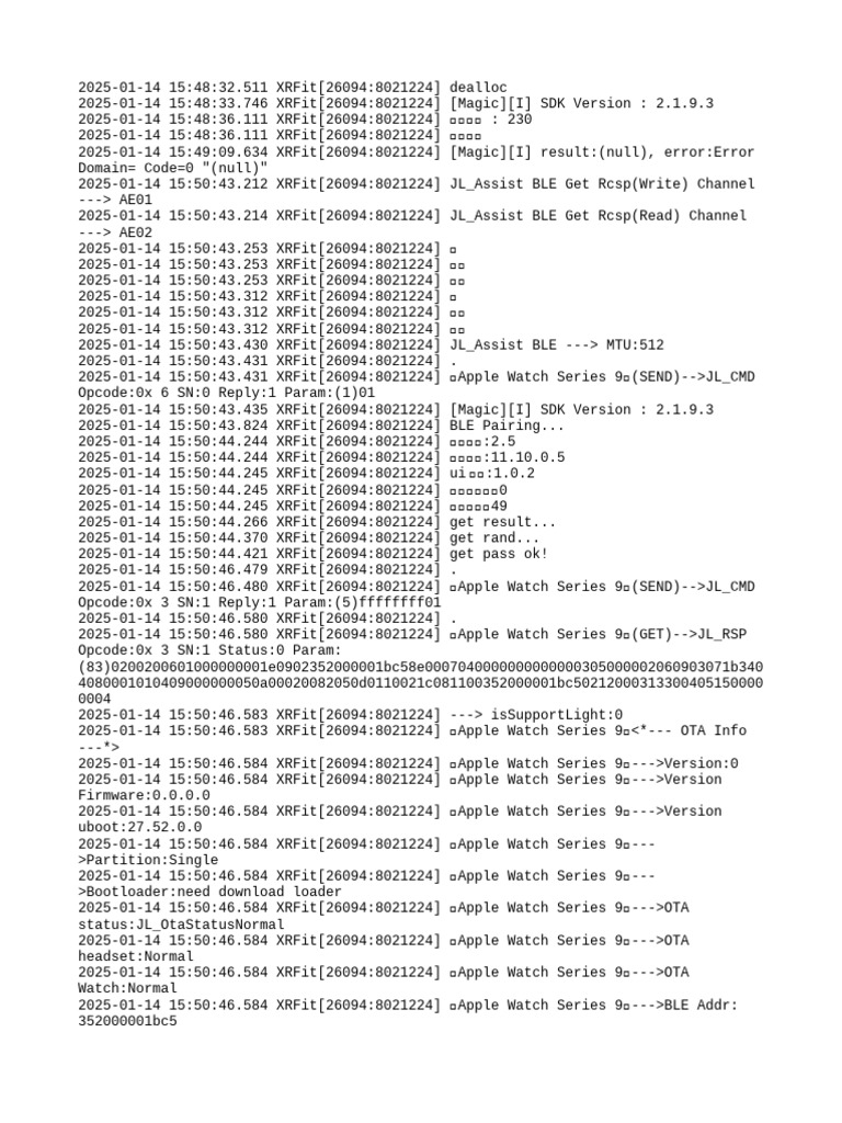 XRFit SDK Log and Device Info | PDF | Software | Computer Hardware