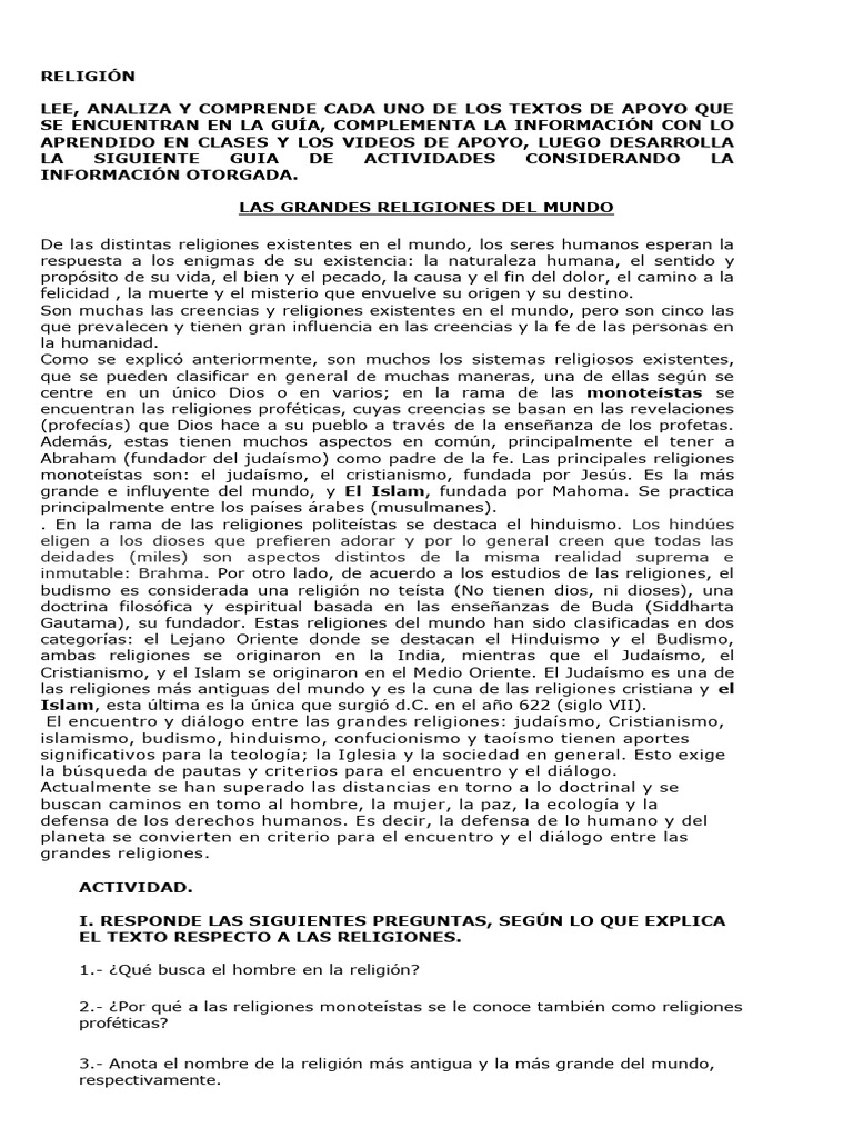 Principales Religiones del Mundo y sus Creencias | PDF | Monoteísmo | Dios