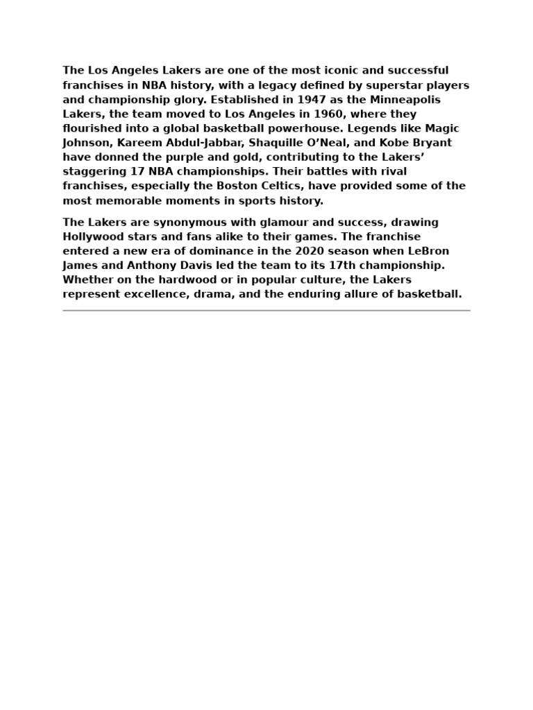 Lakers: Legacy and Championships | PDF