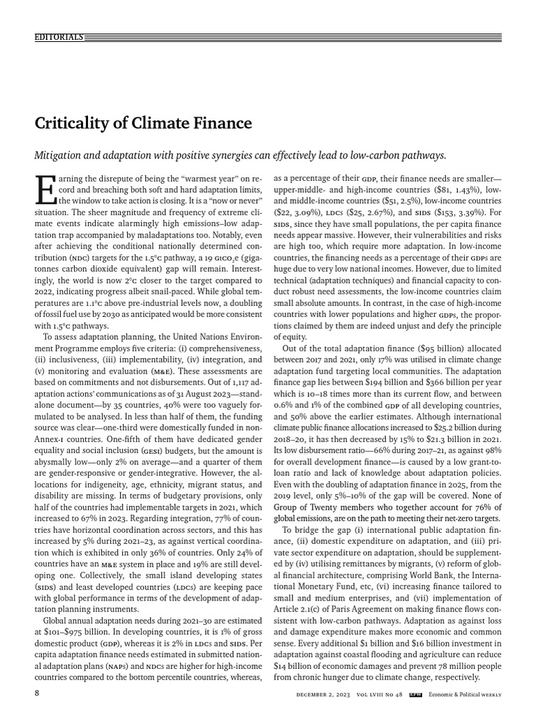 Criticality of Climate Finance | PDF | Climate Change Mitigation ...