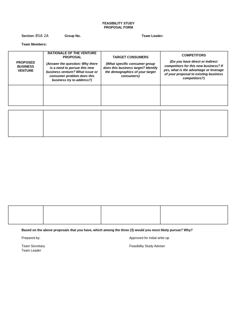 Feasibility Study Proposal Pdf