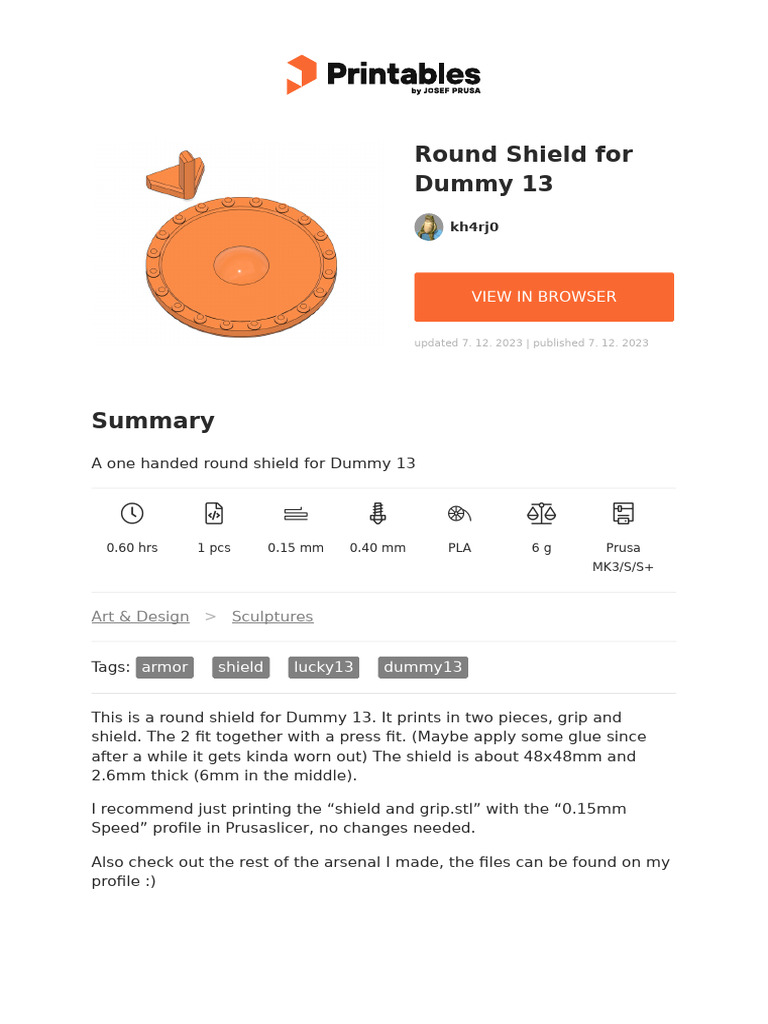 Round Shield For Dummy 13 | PDF
