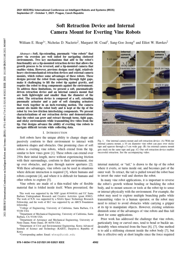 Soft Retraction Device for Vine Robots | PDF | Actuator | Robot