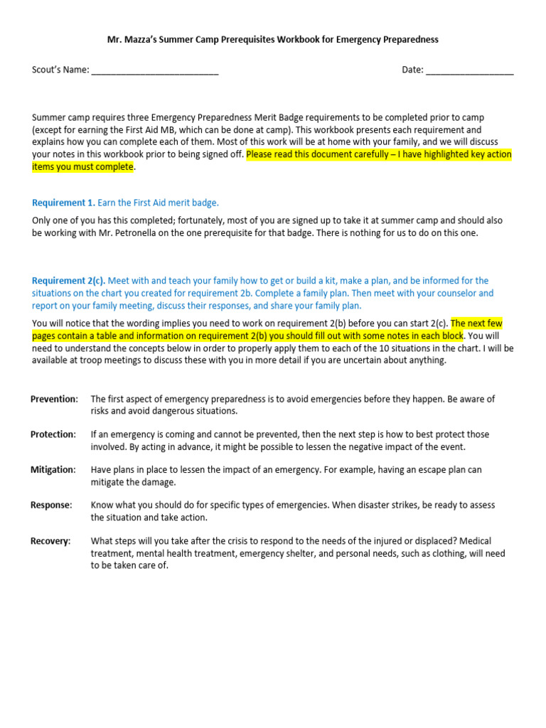 Emergency Preparedness Merit Badge Guide | PDF | Emergency Management ...