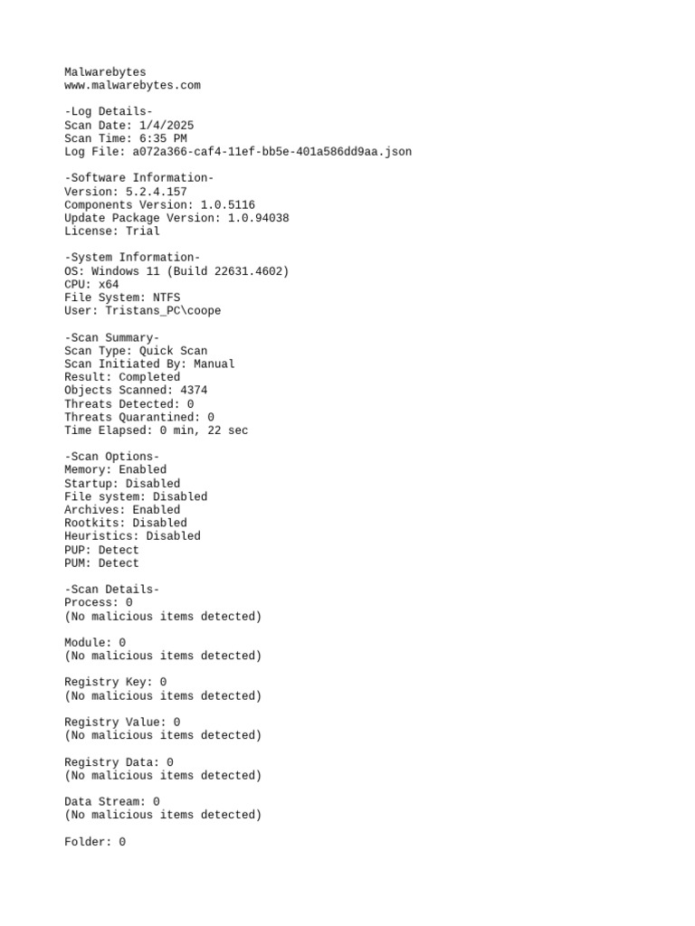 Malwarebytes scan report 2025 01 04 233548 pdf