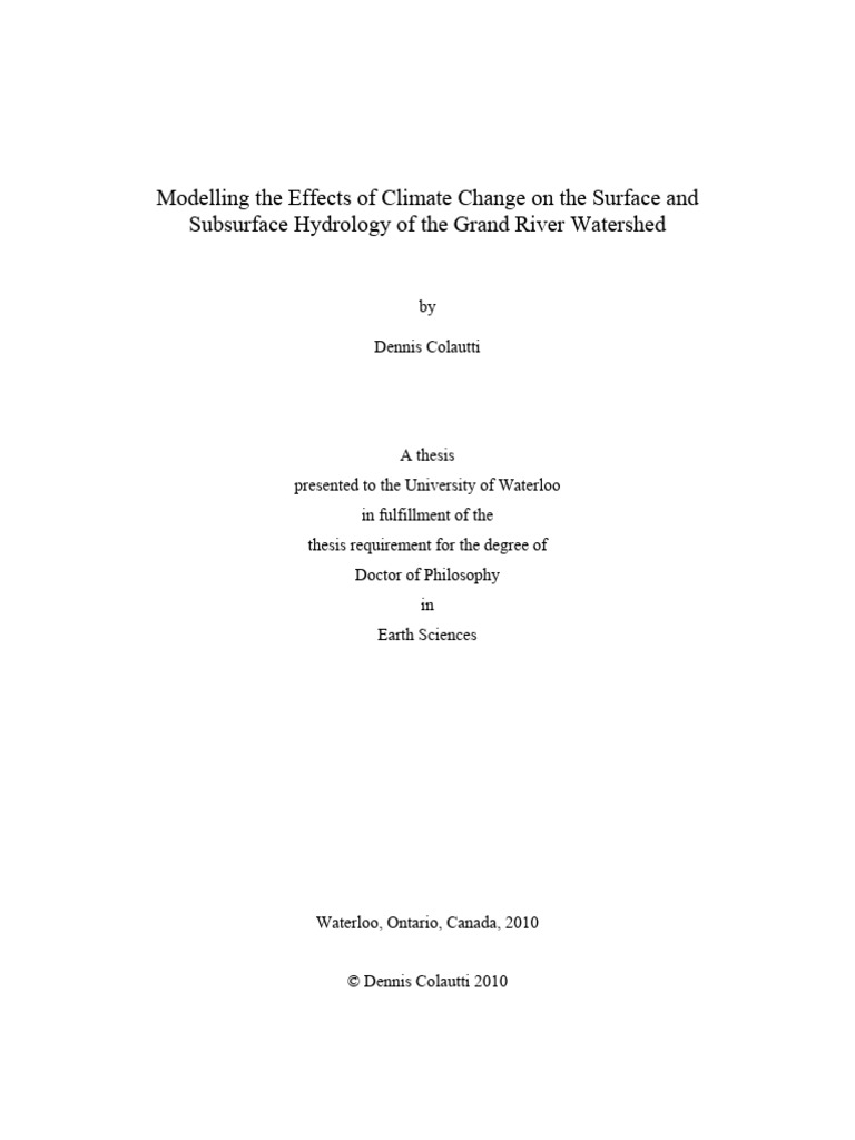 Climate Change Impact on Grand River Hydrology | PDF | Environmental ...
