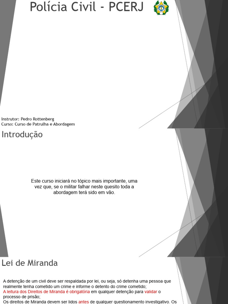 Curso de Abordagem Policial PCERJ | PDF | Polícia | Comunicação