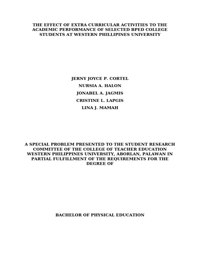 The Effect of Extra Curricular Activities To The Academic Performance ...