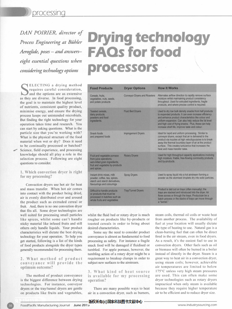 Dan Poirier Drying Technology For Food Processors | PDF