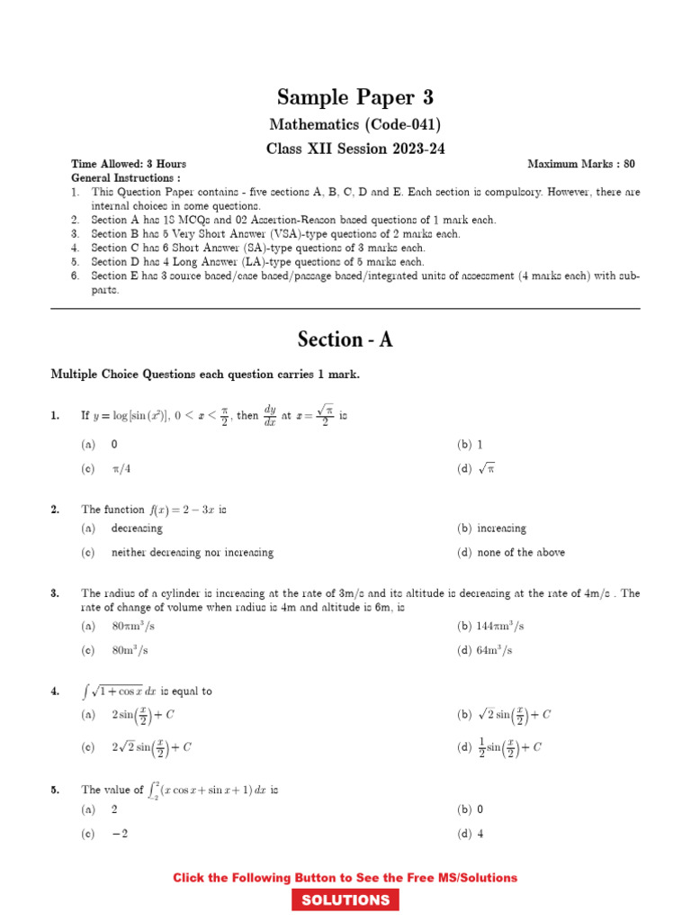 XII CBSE Sample Paper 3 (2024-2025) | PDF | Trailer (Vehicle)