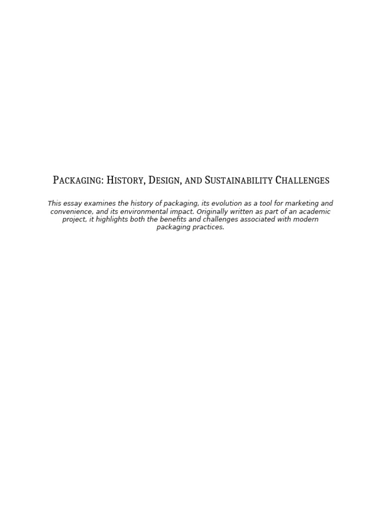 Packaging Evolution and Sustainability Issues | PDF | Recycling | Waste