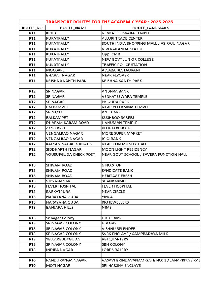  Transport Routes 2025-2026 