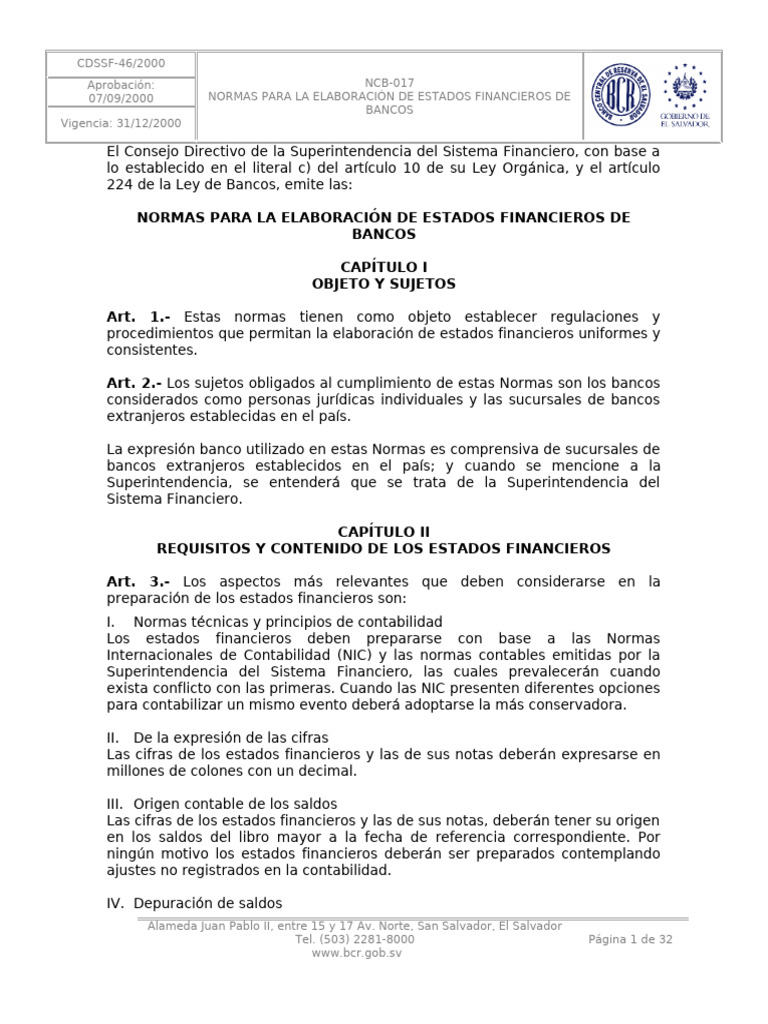 Normas para Estados Financieros Bancarios | PDF | Contabilidad | Bancos