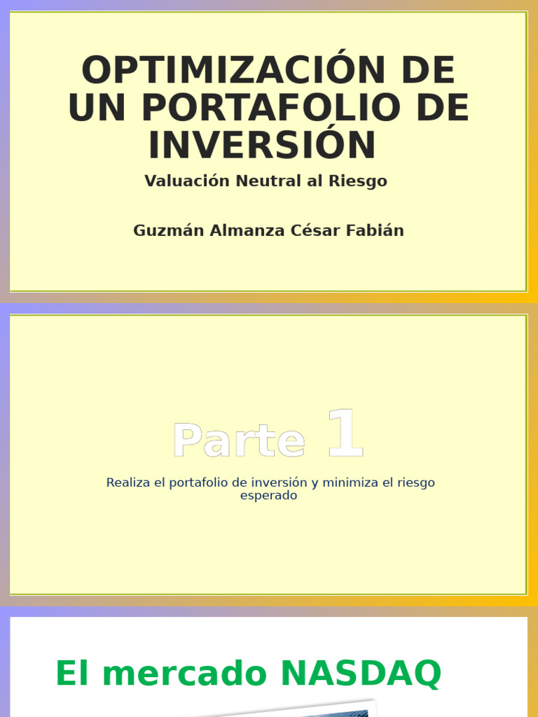 Optimización de Portafolio NASDAQ | PDF | Nasdaq | Modelo de fijación ...