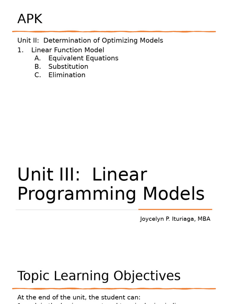 4_Module 4_Unit 3_Linear Programming Models_2037274932 | PDF ...