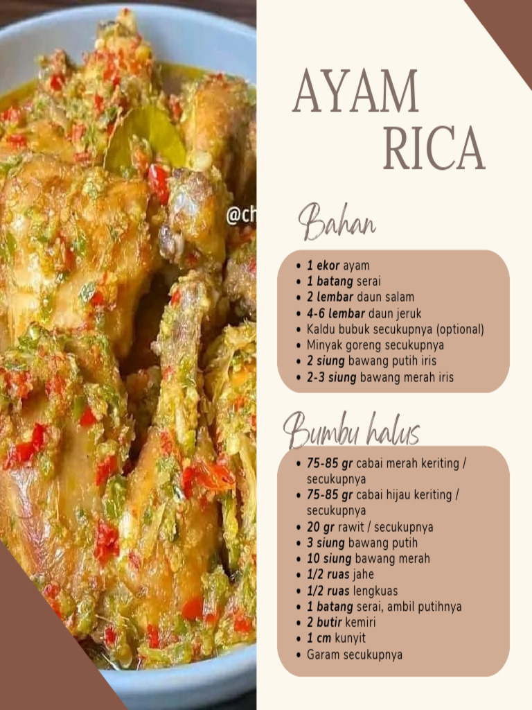 Resep Rica-Rica Ayam Sederhana | PDF