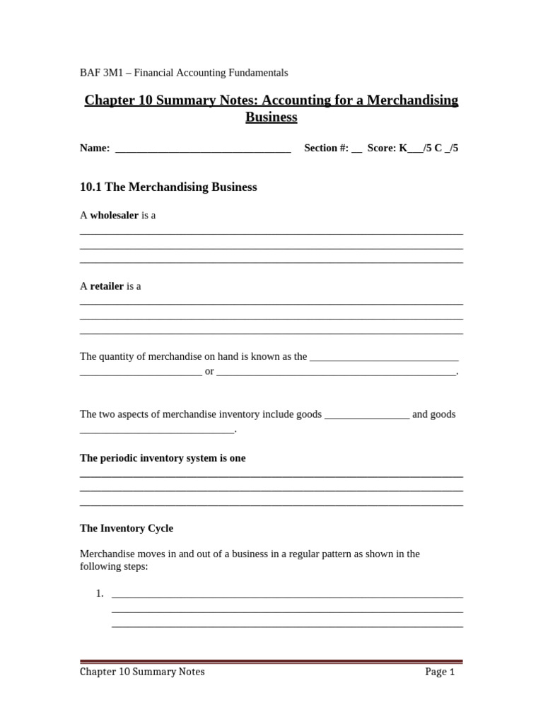 Merchandising Business Accounting Summary | PDF | Cost Of Goods Sold ...