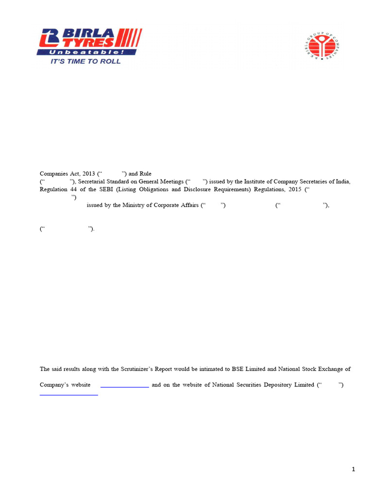 BTL Postal Ballot Notice | PDF | Login | Electronic Voting