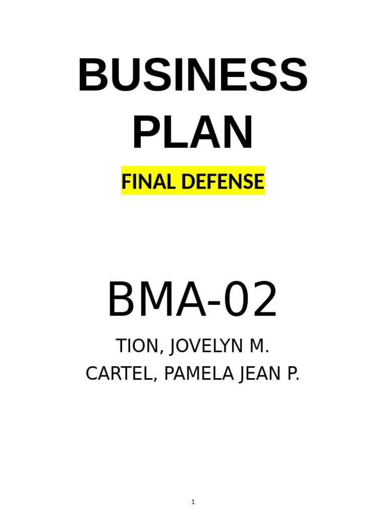 BUSINESS PLAN Final | PDF | Mayonnaise | Foods
