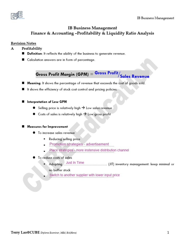 Profitability & Liquidity Ratio Analysis | PDF | Economies | Financial ...