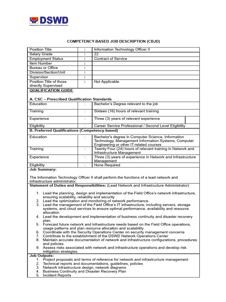 Ito Ii Lead Network and Infrastructure Administrator | PDF | Computer ...