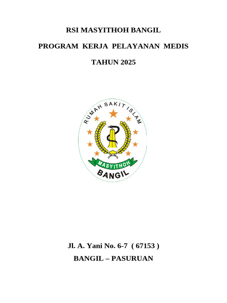 Program Kerja Medis RSI Masyithoh 2025 | PDF