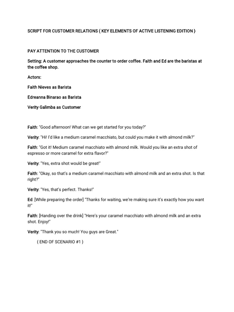 Script for customer relations pdf